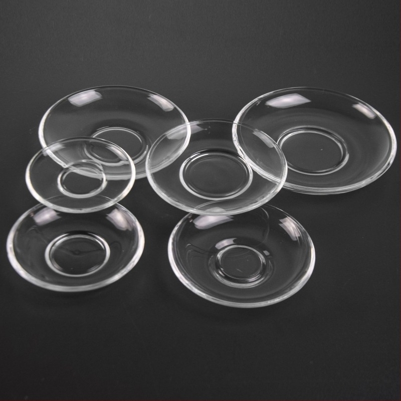 Vas rotund din sticlă pentru cafea și gustări, sticlă rezistentă la căldură, imprimare logo disponibilă, personalizare disponibilă, 6 bucăți în cutie