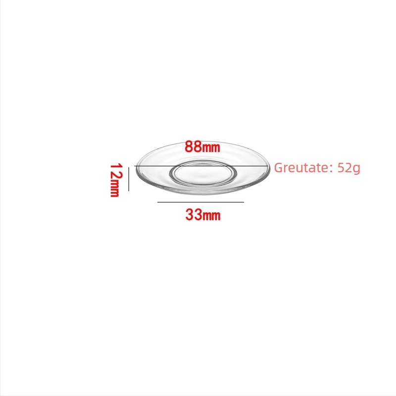 Vas rotund din sticlă pentru cafea și gustări, sticlă rezistentă la căldură, imprimare logo disponibilă, personalizare disponibilă, 6 bucăți în cutie