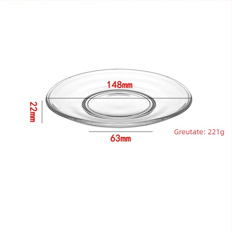 Vas rotund din sticlă pentru cafea și gustări, sticlă rezistentă la căldură, imprimare logo disponibilă, personalizare disponibilă, 6 bucăți în cutie