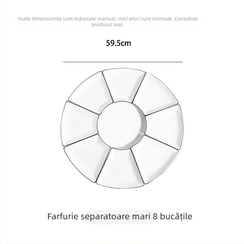 Set de platouri ceramice în formă de evantai, din porțelan de os, finisaj subglazură, stil simplu