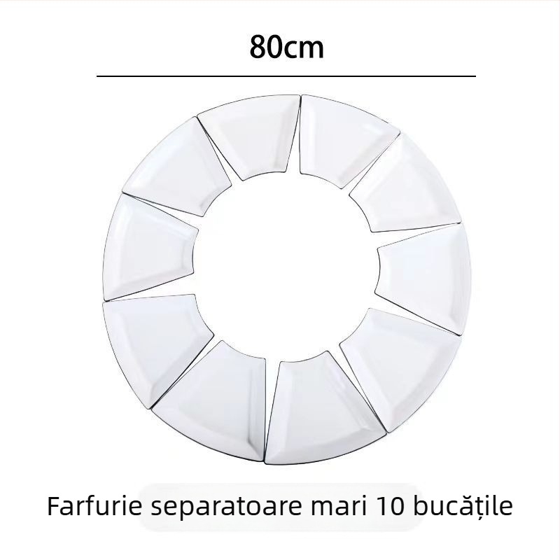 Set de platouri ceramice în formă de evantai, din porțelan de os, finisaj subglazură, stil simplu