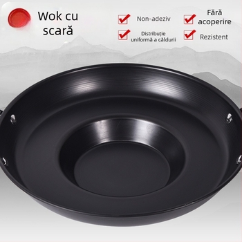 Tigaie concavă nitridată pentru clătite de cartofi Guizhou — font din fier forjat, fără strat, compatibilă cu gaze și plite cu inducție