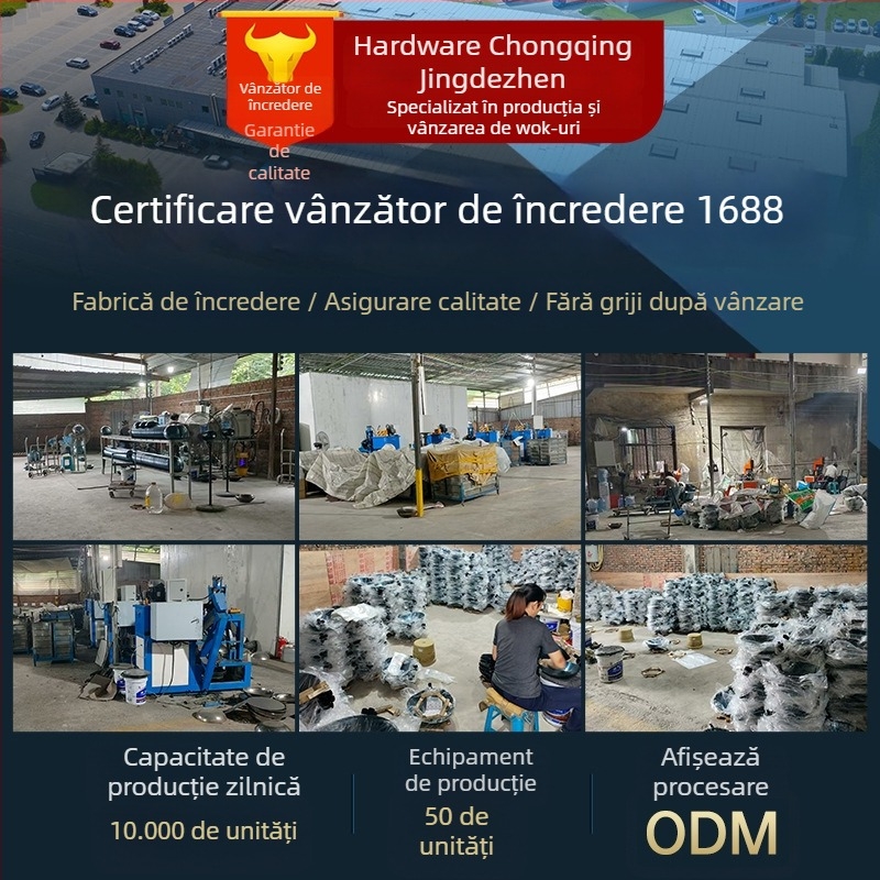 Tigaie concavă nitridată pentru clătite de cartofi Guizhou — font din fier forjat, fără strat, compatibilă cu gaze și plite cu inducție