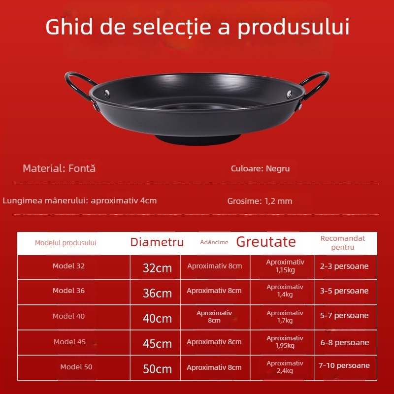Tigaie concavă nitridată pentru clătite de cartofi Guizhou — font din fier forjat, fără strat, compatibilă cu gaze și plite cu inducție