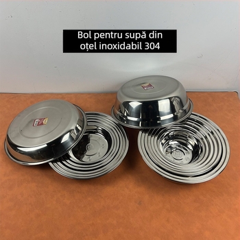 Set de 5 farfurii circulare din oțel inoxidabil, stil modern minimalist, model solid, necompatibil cu microundele