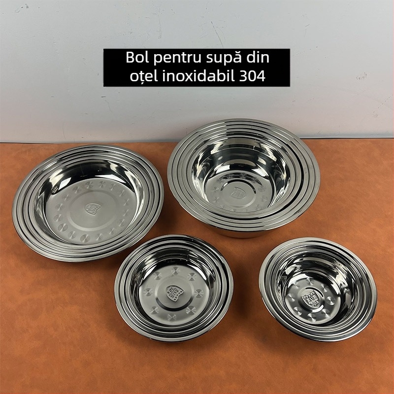 Set de 5 farfurii circulare din oțel inoxidabil, stil modern minimalist, model solid, necompatibil cu microundele