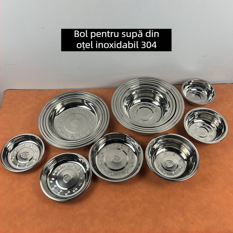 Set de 5 farfurii circulare din oțel inoxidabil, stil modern minimalist, model solid, necompatibil cu microundele