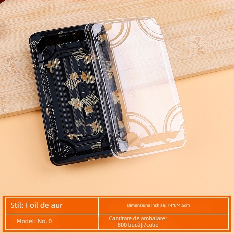 Cutie ambalaj sushi - de unică folosință, plastic transparent anti-aburire, Ambalare somon, 200 bucăți, Brand Rice Source, Material Plastic, Cuptor cu microunde: Nu, Personalizare: Da