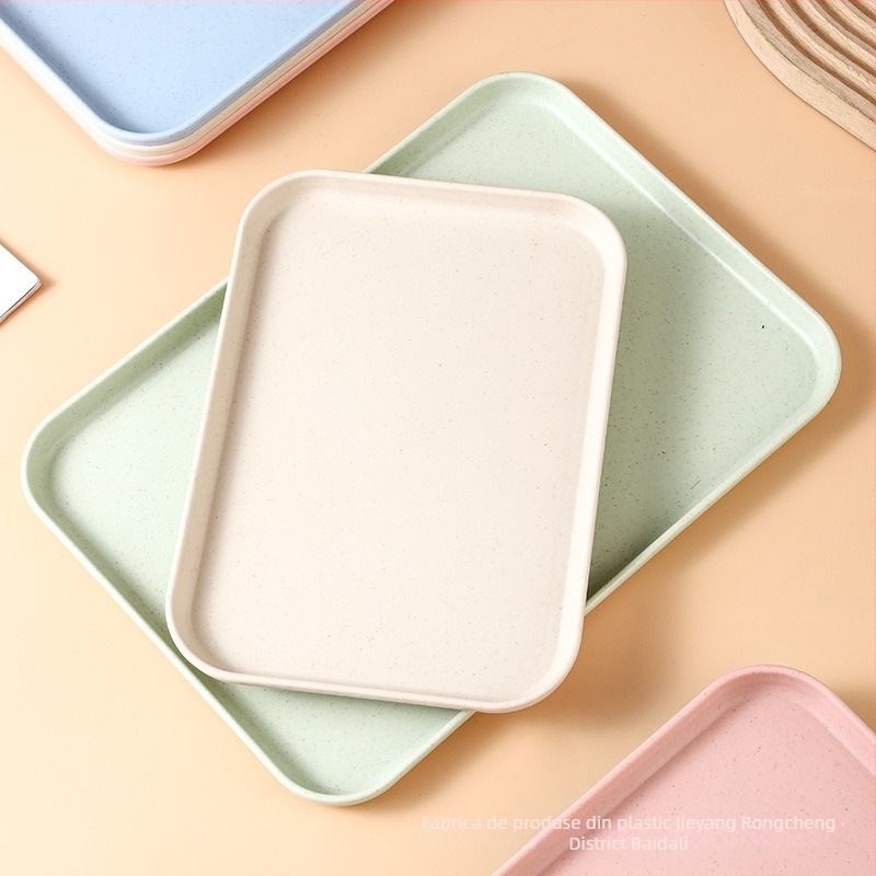 Tavă plată din plastic, dreptunghiulară, pentru ceai și cafea, suprafață mată, culoare solidă, stil modern minimalist