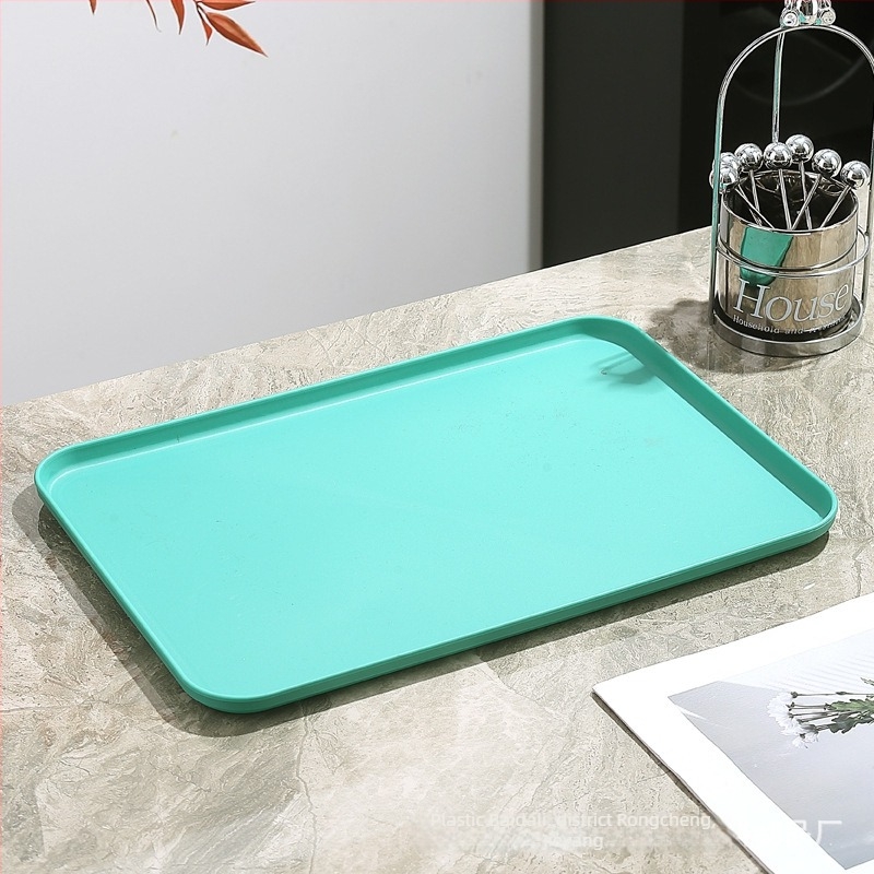 Tavă plată din plastic, dreptunghiulară, pentru ceai și cafea, suprafață mată, culoare solidă, stil modern minimalist
