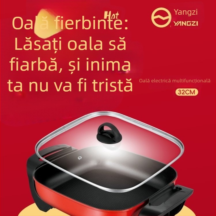 Oală electrică cu grill și vas, 1201–1500 W, capacitate 4–5 L, vas interior din aliaj de aluminiu, funcții: prăjire, sotare, fierbere, înăbușire