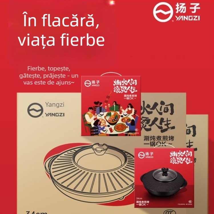 Oală electrică cu grill și vas, 1201–1500 W, capacitate 4–5 L, vas interior din aliaj de aluminiu, funcții: prăjire, sotare, fierbere, înăbușire