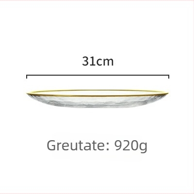 Set farfurii de cină din sticlă, formă rotundă, stil modern minimalist, personalizare cu logo