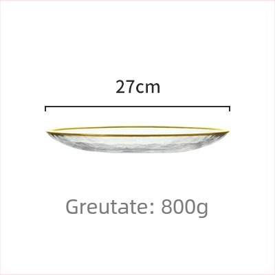 Set farfurii de cină din sticlă, formă rotundă, stil modern minimalist, personalizare cu logo