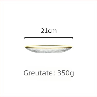 Set farfurii de cină din sticlă, formă rotundă, stil modern minimalist, personalizare cu logo