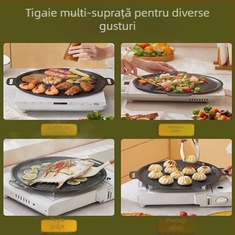 Tigaie grill pentru plita cu inducție – rotundă, din aliaj, antiaderent, fără fum TY6