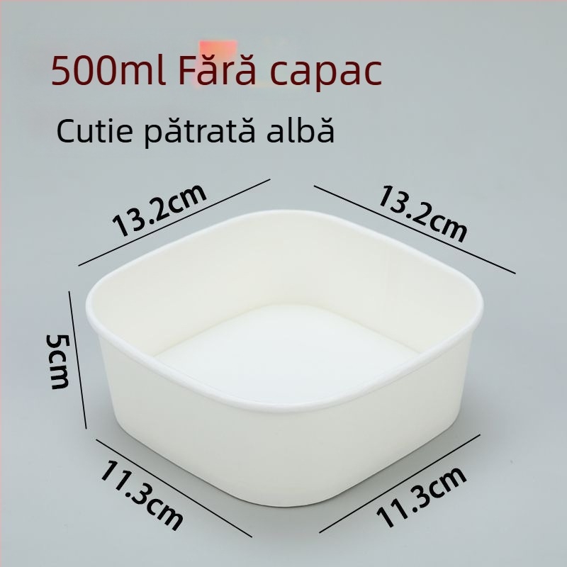 Cutie de fructe pătrată, de unică folosință, din hârtie kraft, cu capac