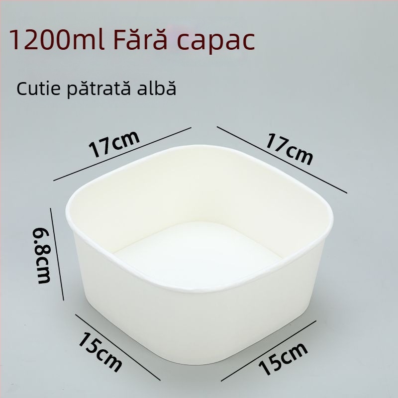 Cutie de fructe pătrată, de unică folosință, din hârtie kraft, cu capac