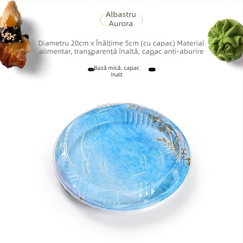 Cutie rotundă pentru sushi, pentru sashimi și livrare somon – de unică folosință, material degradabil, imprimare logo disponibilă, microunde indisponibil, biodegradabil: Nu
