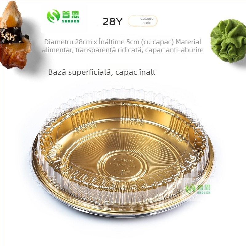 Cutie rotundă pentru sushi, pentru sashimi și livrare somon – de unică folosință, material degradabil, imprimare logo disponibilă, microunde indisponibil, biodegradabil: Nu