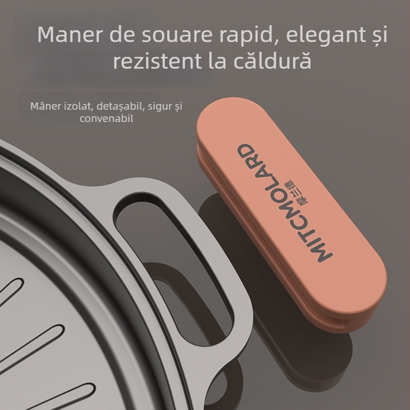 Tigaie rotundă teppanyaki din aliaj de titan – multifuncțională, portabilă, ușor de curățat