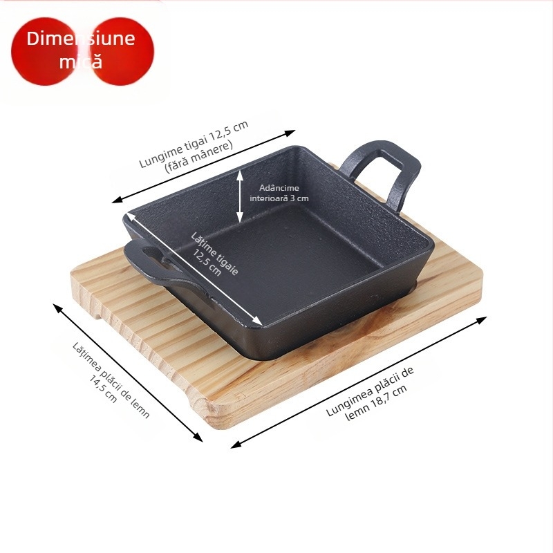 Placă teppanyaki din fontă pentru pește, pătrată, 1 kg, compatibilă cu inducția