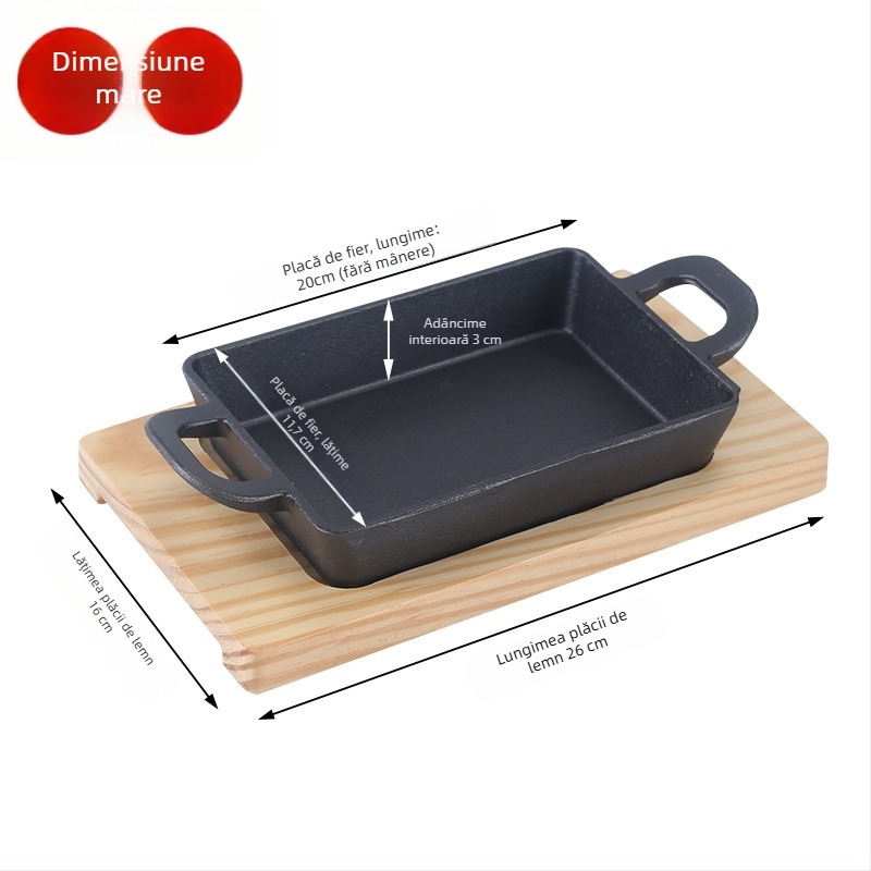 Placă teppanyaki din fontă pentru pește, pătrată, 1 kg, compatibilă cu inducția