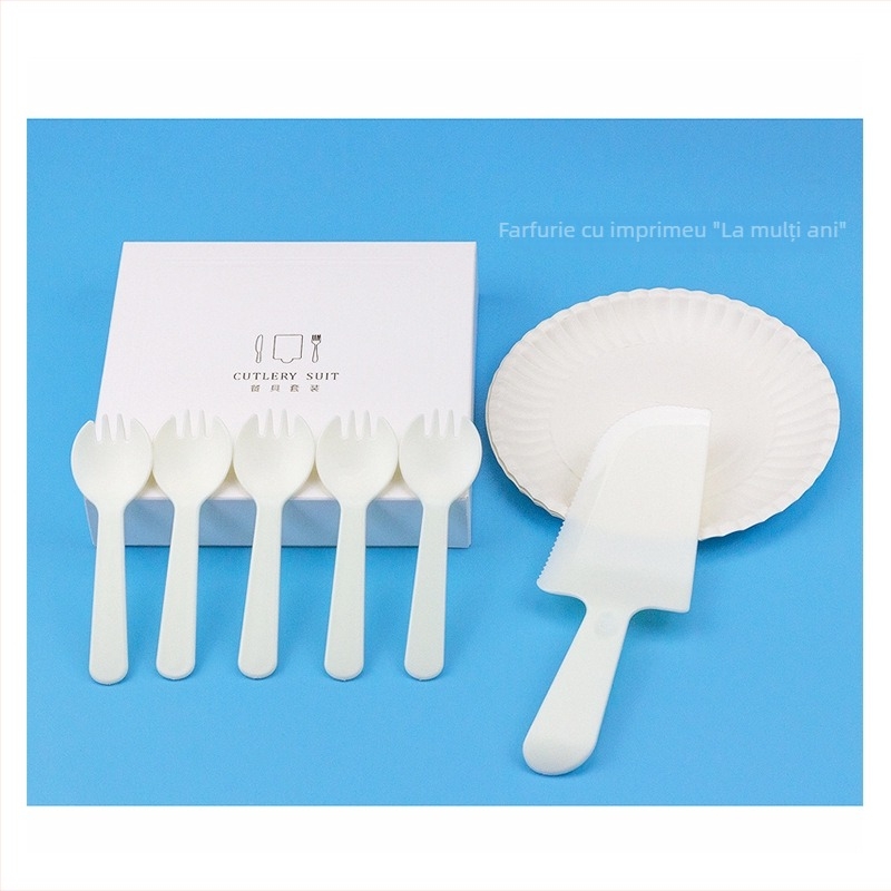 Set tacâmuri pentru tort, de unică folosință, patru piese: plastic, rotund, imprimare logo personalizabilă, durată de viață 3 ani, origine Hebei