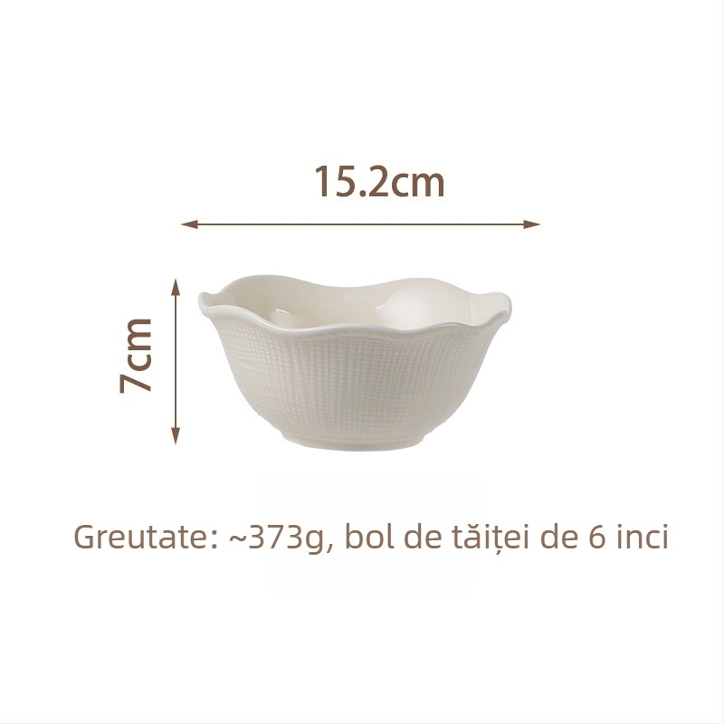Set de veselă ceramică (boluri și farfurii) — design modern minimalist, culoare solidă cu luciu glazurat, sigur pentru microunde, personalizare disponibilă
