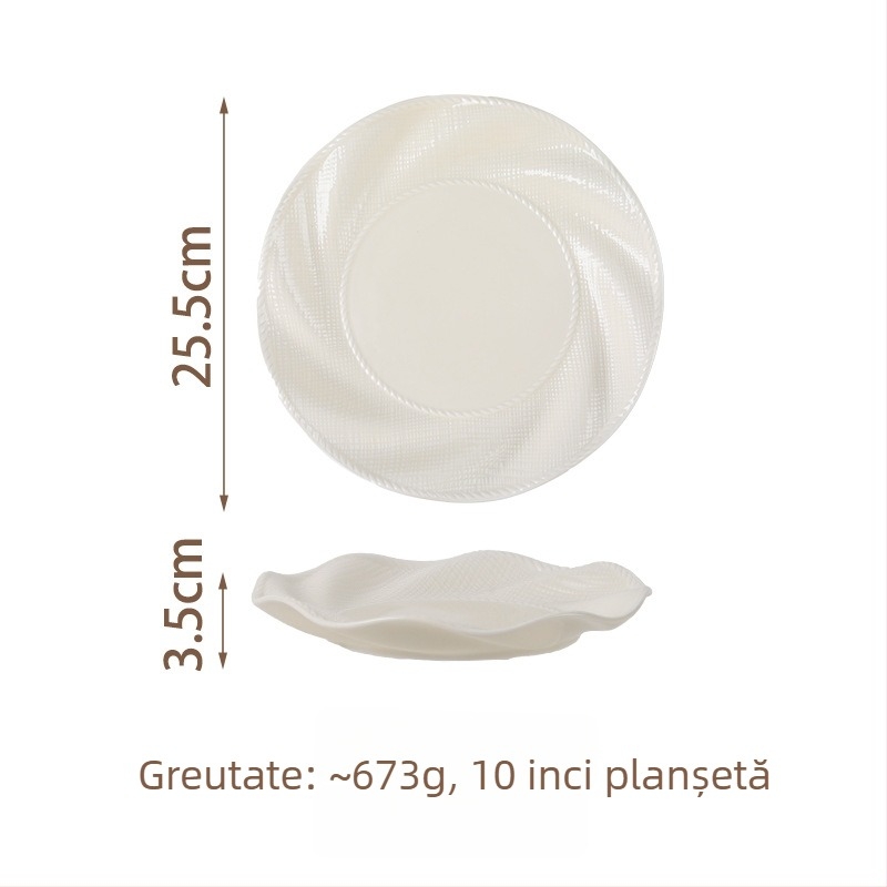 Set de veselă ceramică (boluri și farfurii) — design modern minimalist, culoare solidă cu luciu glazurat, sigur pentru microunde, personalizare disponibilă