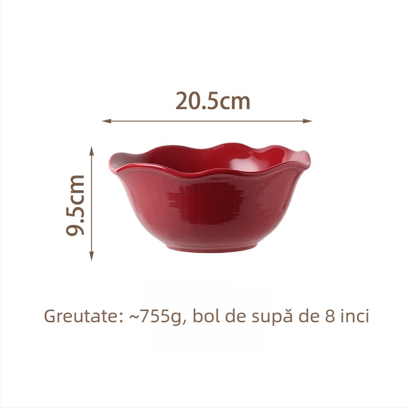 Set de veselă ceramică (boluri și farfurii) — design modern minimalist, culoare solidă cu luciu glazurat, sigur pentru microunde, personalizare disponibilă