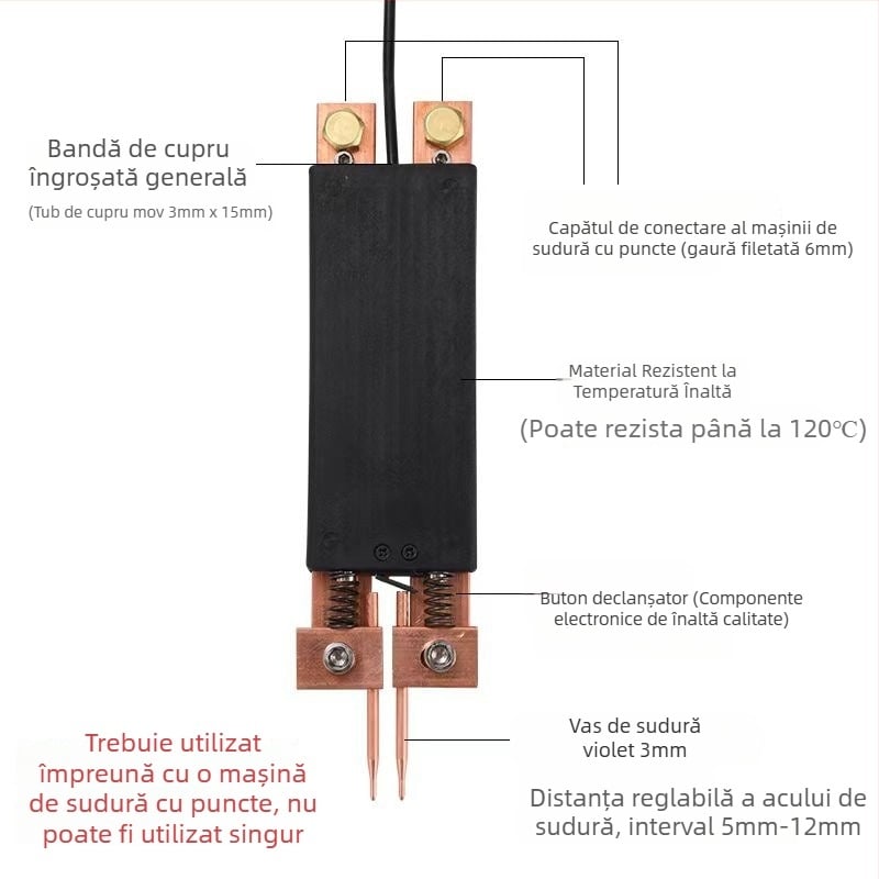 Mingxi Stil Portabil pentru Sudură la Punct – Electrod din Cupru, Baterie Li-ion 18650, Sudură Automată la Atingere