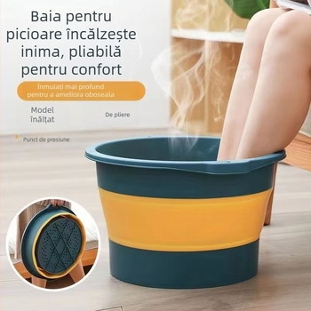 Vază de baie pentru picioare pliabilă, cu masaj, pentru înmuiere profundă, portabilă pentru casă sau călătorii, din plastic