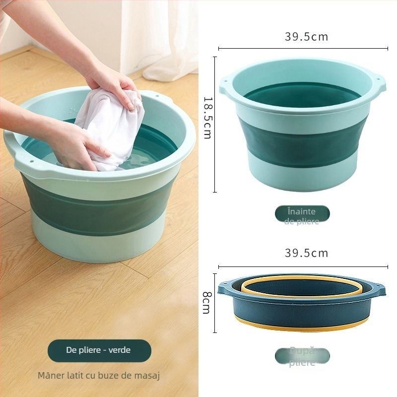 Vază de baie pentru picioare pliabilă, cu masaj, pentru înmuiere profundă, portabilă pentru casă sau călătorii, din plastic