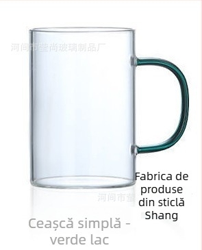Set de pahare din sticlă cu mâner, rezistent la temperaturi înalte, cu un singur strat, cu logo tipărit, potrivit pentru lapte