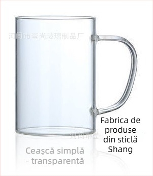 Set de pahare din sticlă cu mâner, rezistent la temperaturi înalte, cu un singur strat, cu logo tipărit, potrivit pentru lapte