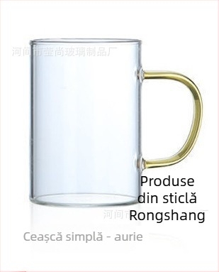 Set de pahare din sticlă cu mâner, rezistent la temperaturi înalte, cu un singur strat, cu logo tipărit, potrivit pentru lapte