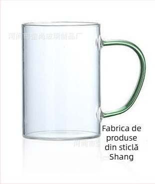 Set de pahare din sticlă cu mâner, rezistent la temperaturi înalte, cu un singur strat, cu logo tipărit, potrivit pentru lapte