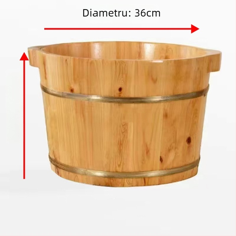 Vas de baie pentru picioare din lemn — construcție din lemn; pentru înmuierea picioarelor; stil butoi; pentru adulți