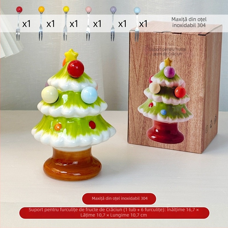 Set de furculițe pentru fructe, 304 oțel inoxidabil, stil artistic, pentru copii, finisare cu disc de cânepă