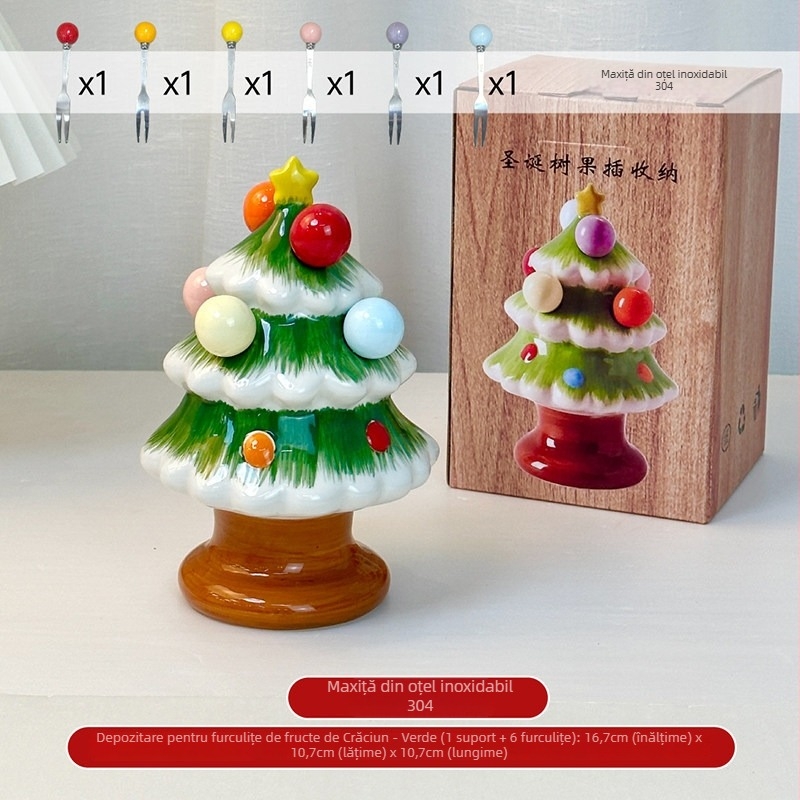 Set de furculițe pentru fructe, 304 oțel inoxidabil, stil artistic, pentru copii, finisare cu disc de cânepă