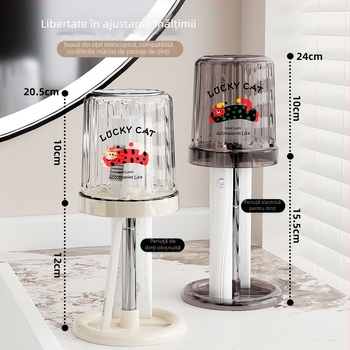 Raft pentru periuțe de dinți și pahare de clătire – Light Luxury, montaj pe birou, cupe simple/duble, 1 nivel, depozitare baie, materiale PS + oțel inoxidabil 304