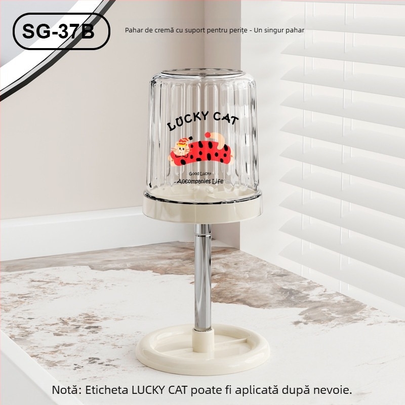 Raft pentru periuțe de dinți și pahare de clătire – Light Luxury, montaj pe birou, cupe simple/duble, 1 nivel, depozitare baie, materiale PS + oțel inoxidabil 304