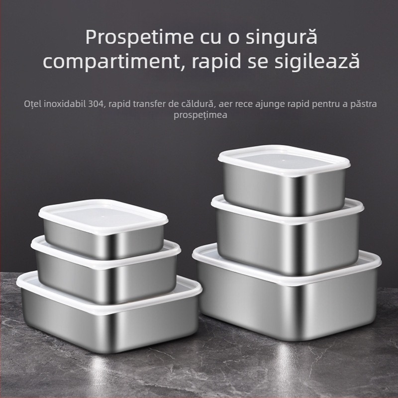 Cutie de prânz izolată din oțel inoxidabil 304, cu compartimente divizate, compatibilă cu microunde și sigilată