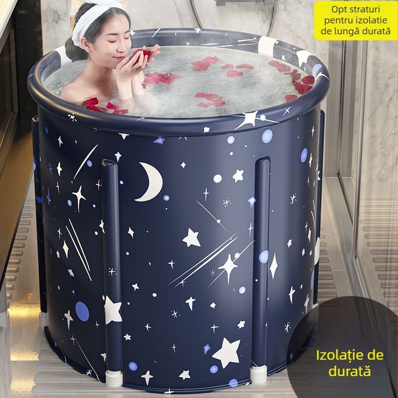 Vas de baie pliabil pentru adulți — material Oxford, pliere cu abur și spumă, bazin îngroșat