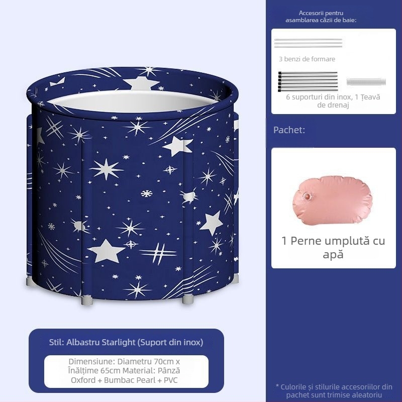 Vas de baie pliabil pentru adulți — material Oxford, pliere cu abur și spumă, bazin îngroșat