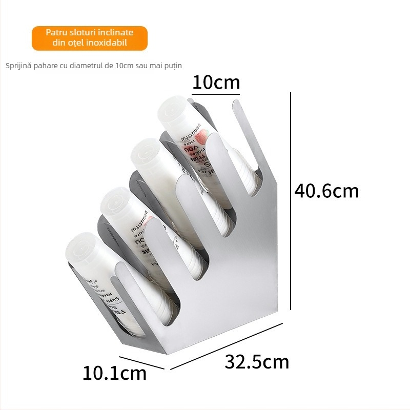 Raft pentru pahare din oțel inoxidabil — construcție îngroșată, stil modern minimalist, greutate 3 kg