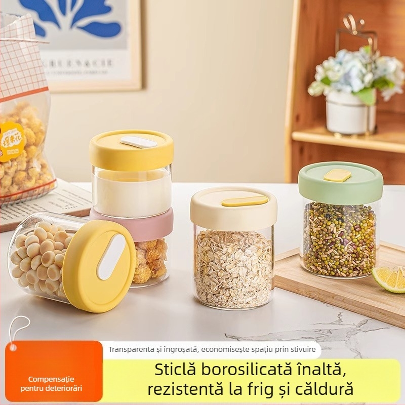 Cutie prânz din sticlă borosilikat – compatibilă cu microunde, etanșă, formă rotundă