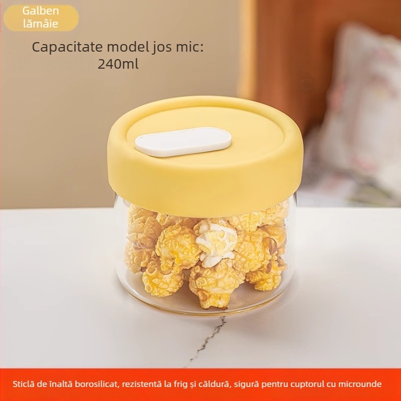 Cutie prânz din sticlă borosilikat – compatibilă cu microunde, etanșă, formă rotundă