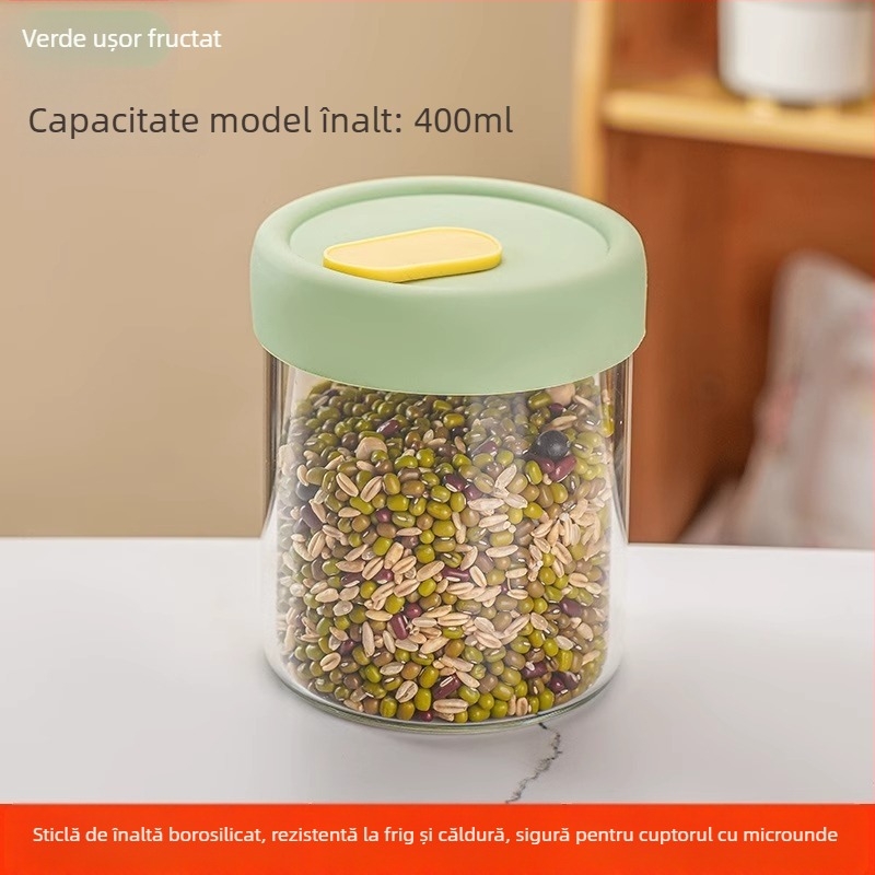 Cutie prânz din sticlă borosilikat – compatibilă cu microunde, etanșă, formă rotundă
